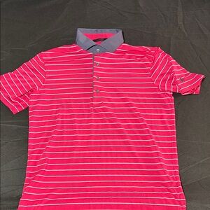 Greyson Pink and Gray Striped Polo Shirt